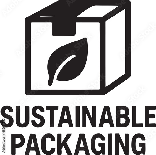 Silhouette vector of sustainable packaging icon, eco-friendly box and recyclable design concept.