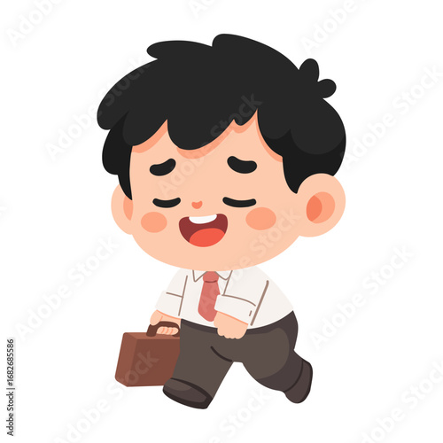 Cartoon tired  Businessman  is walking