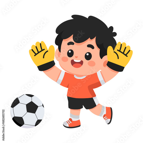 Cartoon Goalkeeper with Soccer Ball Illustration