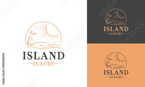 Luxury Island Car Travel Logo Design Trip vacation Graphic Vector