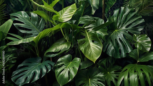 Wallpaper Mural Featuring a dense arrangement of large, lush Colorful leaves. Torontodigital.ca