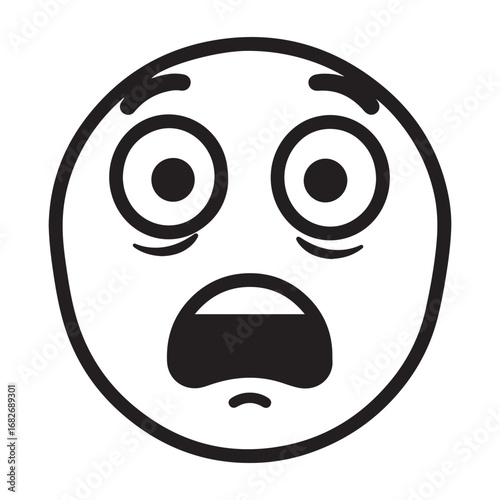 Shocked Emoji Face with Wide Eyes and Open Mouth on White Background surprised scared