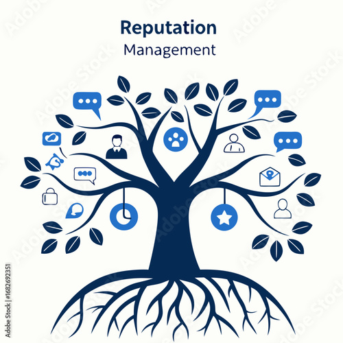 Company Reputation Concept – Building Relationships, Improving Customer Loyalty, and PR Management Flat Vector Illustration
