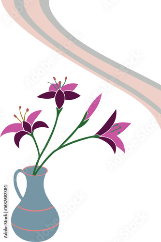 vase with pink orchid flower editable vector
