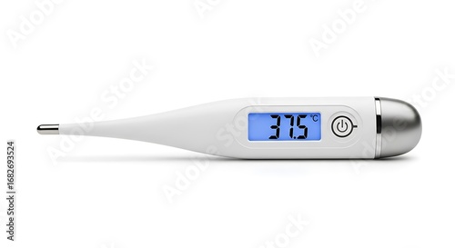 Digital Thermometer Displaying a Reading of 37.5 Degrees Celsius, Modern Medical Thermometer Showing Temperature on a Display Screen