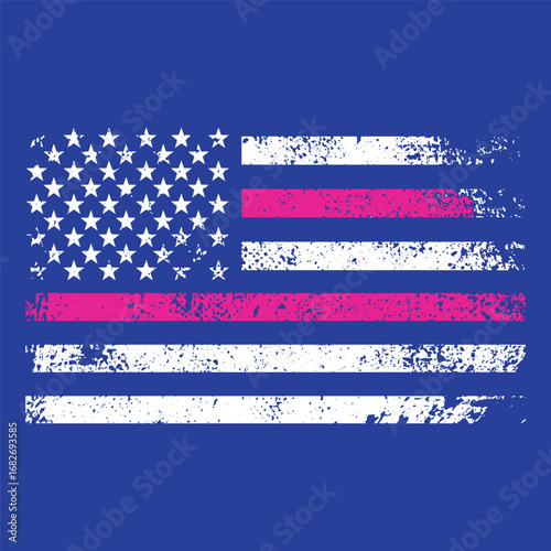 Pink stripe US flag Vector illustration Patriotism graphic design
