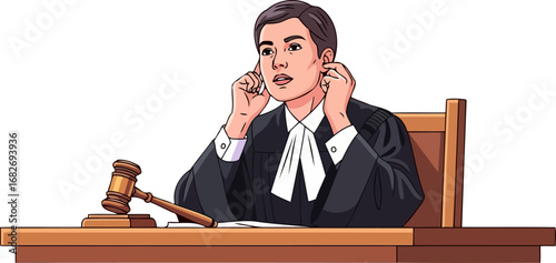 judges deliberation a moment of reflection, weighing evidence, seeking justice, isolated on transparent background