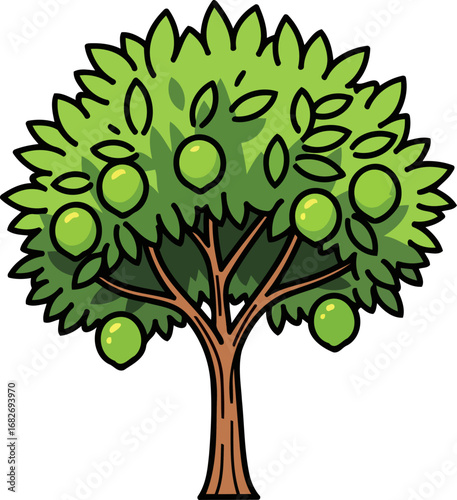lush green lime tree a vibrant summer illustration of natures bounty, isolated on transparent background
