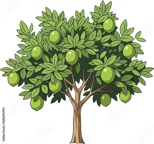 lush lime tree a vibrant illustration of natures bounty, symbolizing freshness and growth, isolated on transparent background