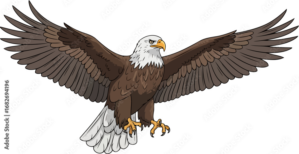 Obraz premium majestic bald eagle in flight a powerful symbol of freedom and american patriotism, isolated on transparent background