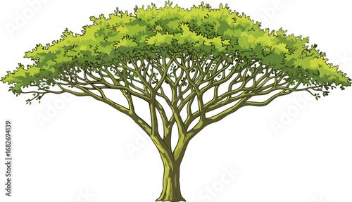 majestic african acacia tree a timeless symbol of resilience and strength on the savannah, isolated on transparent background