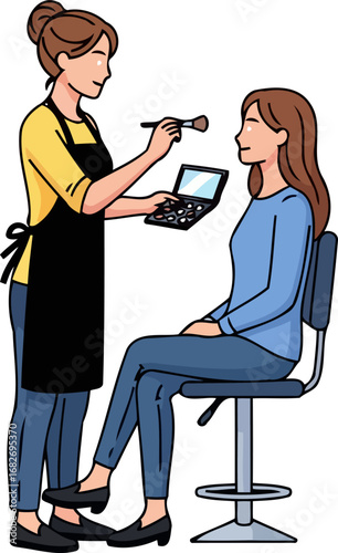 makeup artists gentle touch transforming beauty, one brushstroke at a time, isolated on transparent background