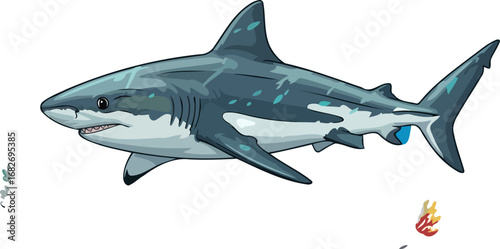 oceans apex predator a majestic sharks graceful underwater glide, isolated on transparent background