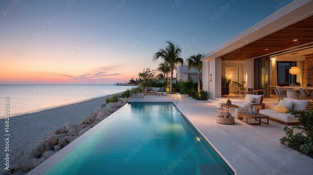 Fototapeta premium hotel swimming pool at night