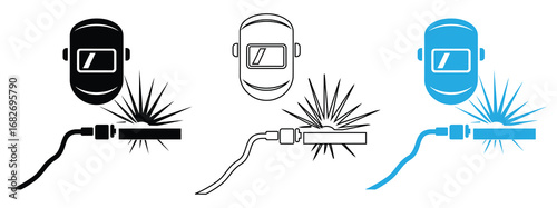 Welding mask and sparks symbol