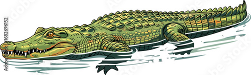 submerged crocodilian a masterpiece of patience and power in the amazonian waters, isolated on transparent background