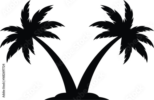 Palm tree vector silhouette tropical island summer vacation art
