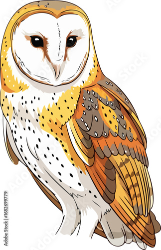 barn owl majestic wings, serene gaze, night hunters wisdom, isolated on transparent background