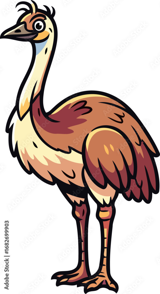 Fototapeta premium cheerful aussie emu cartoon a delightful aussie bird illustration, perfect for kids, isolated on transparent background