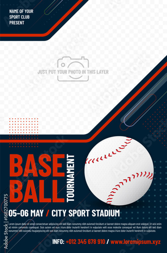 Photography Poster template for your baseball tournament with photo place