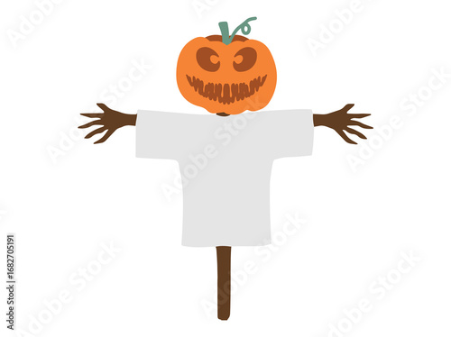 Halloween Monster Scarecrow Pumpkin Illustration