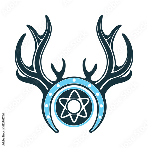 Fotografia Horned God Symbol: Antlers and Crescent Moon Horned God Antlers in a crescent sh