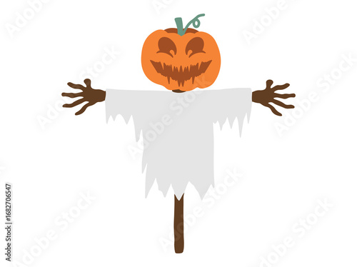 Halloween Monster Scarecrow Pumpkin Illustration