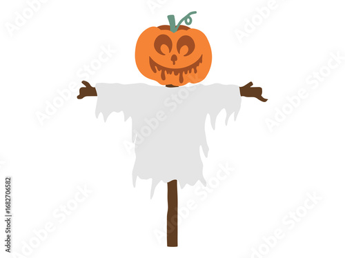 Halloween Monster Scarecrow Pumpkin Illustration