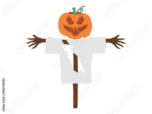 Halloween Scarecrow Scary Cartoon Illustration