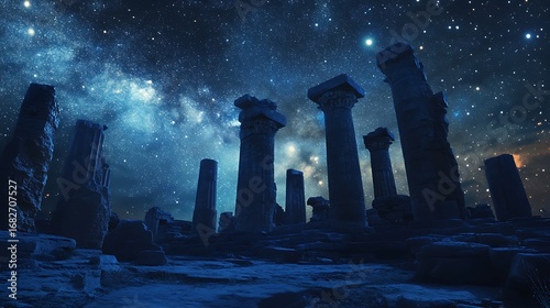 Blue ocean waves sparkling gently beneath countless bright stars high resolution picture