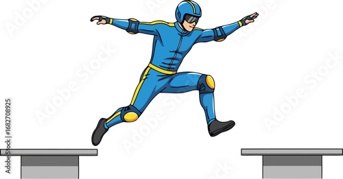 dynamic parkour athlete effortless leap of faith and urban agility, isolated on transparent background