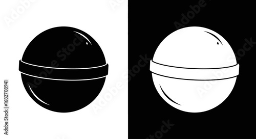 A round powder compact or lip balm pot, a black and white icon for makeup, beauty, and cosmetic products.