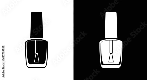 An outline style of a nail polish bottle, a modern and clean icon for a nail artist, a beauty salon, or a cosmetics brand.
