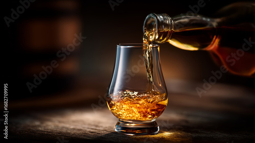 Whiskey being poured into glass