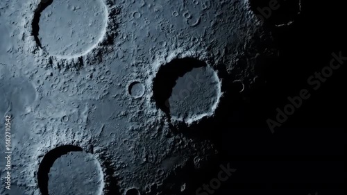 Lunar Surface with Craters in Outer Space, Moon Landscape, High Resolution, Astronomy Exploration, Celestial Body, Space Science, Natural Satellite, Astrogeology, Cosmic Phenomenon, Planetary Detail