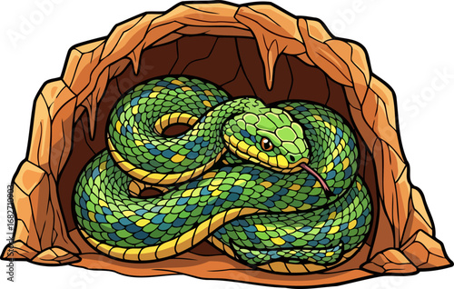 emerald serpents stone lair a masterpiece of natures mysterious beauty, isolated on transparent background