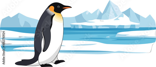 emperor penguin antarctic majesty, a solitary sentinel on icy shores, isolated on transparent background