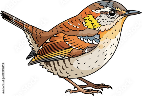 eurasian wren a tiny jewel of the forest, vibrant plumage, charming songbird, exquisite detail, isolated on transparent background