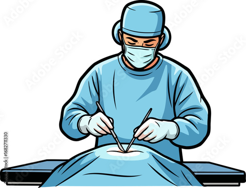 focused surgeon precision, skill, and the promise of healing, isolated on transparent background