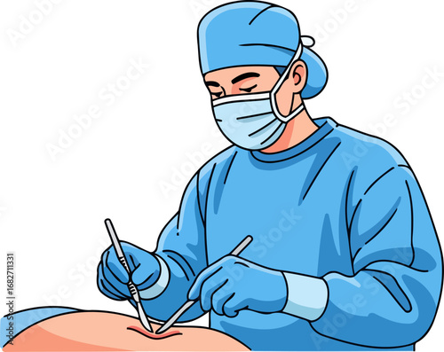 focused surgeons precision a delicate surgical procedure in progress, isolated on transparent background