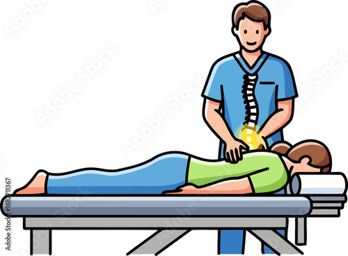 gentle chiropractic adjustment spinal alignment, pain relief, and wellbeing, isolated on transparent background