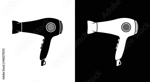 An outline style of a hair dryer, a modern and clean icon for a hairstylist's brand, a salon menu, or a haircare product.