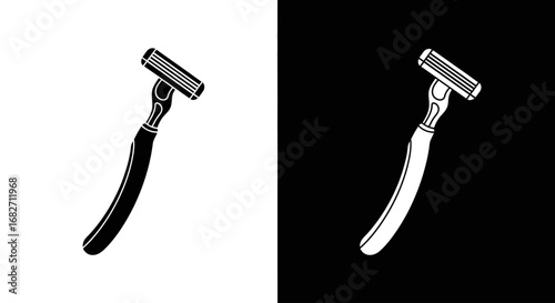 An outline style of a disposable razor, a modern and clean icon for a men's grooming brand or a shaving product.