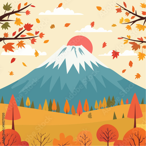 紅葉と富士山