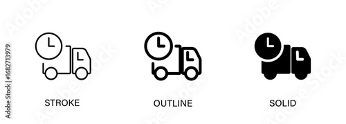 Delivery time icon for ecommerce, online shopping, order tracking. Vector line and solid icon.