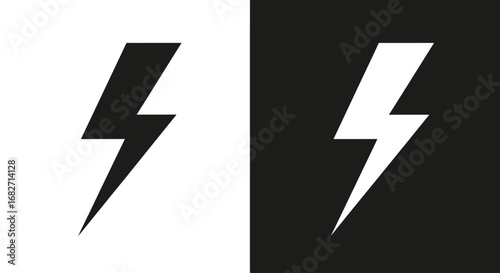 A lightning bolt, a black and white split icon symbolizing energy, power, and a sudden flash of inspiration or beauty.