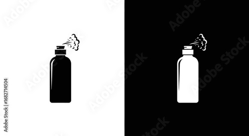 An outline style of a cosmetic spray bottle, a modern and clean icon for a hairspray or a facial mist product brand.