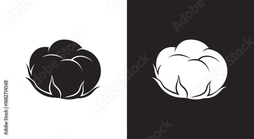 An outline style of a cotton flower, a modern and clean icon for an organic clothing or a natural skincare brand.