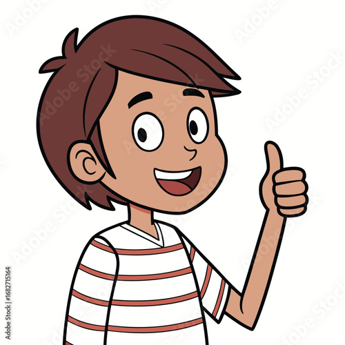 Vector art of a happy cartoon boy giving a thumbs up gesture