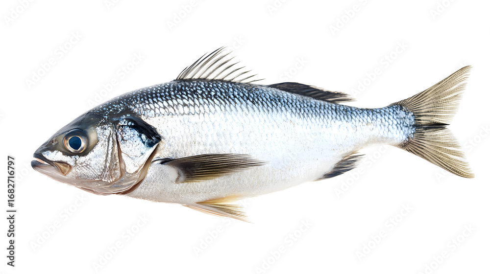 Obraz premium Fresh whole fish isolated on a pure white background
